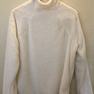 White Fluffy Teddy Style Cowl Sweater Medium